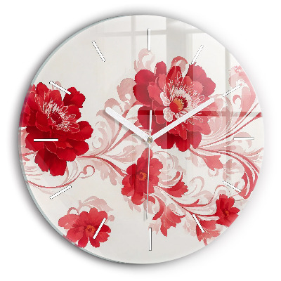 Orologio rotondo in vetro Fiori rossi