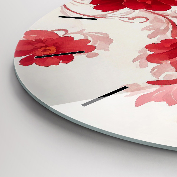 Orologio rotondo in vetro Fiori rossi