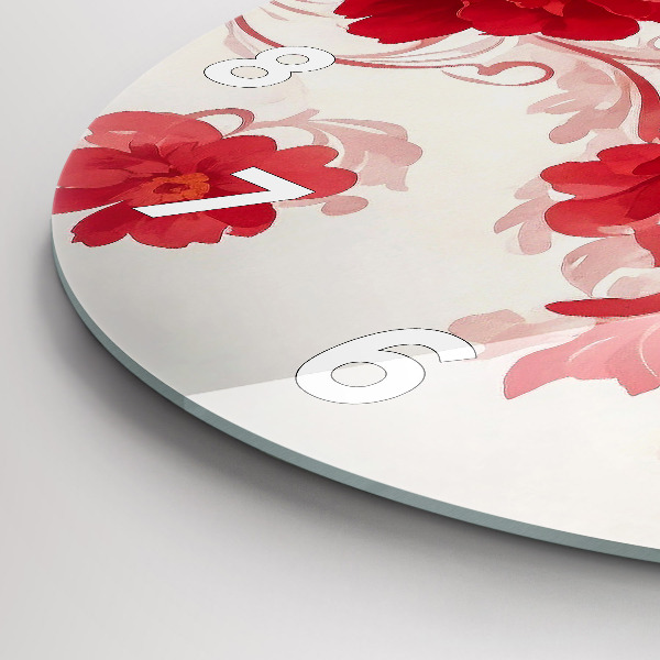Orologio rotondo in vetro Fiori rossi