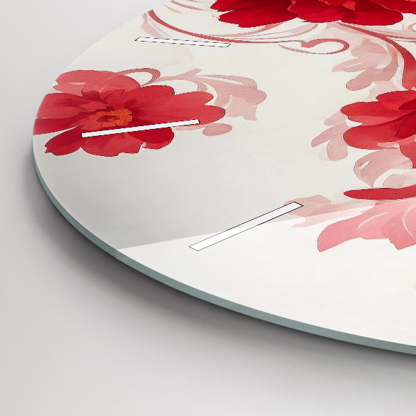 Orologio rotondo in vetro Fiori rossi