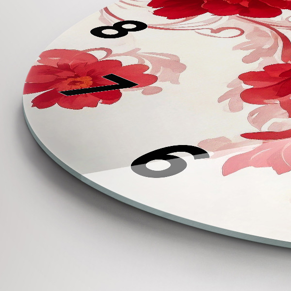Orologio rotondo in vetro Fiori rossi