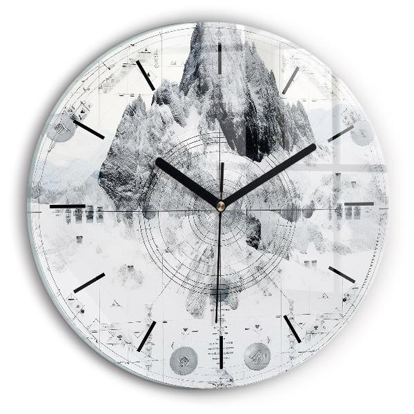 Orologio rotondo in vetro Montagne dei cartoni animati