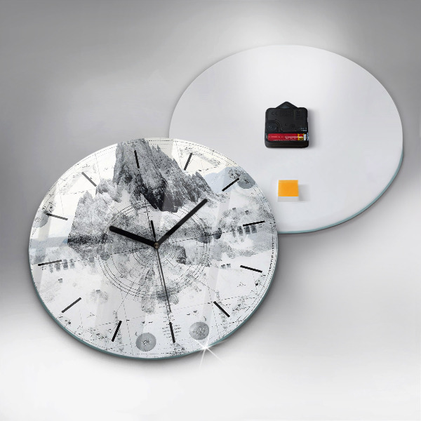 Orologio rotondo in vetro Montagne dei cartoni animati