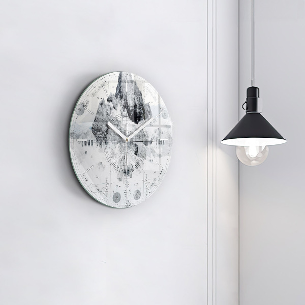 Orologio rotondo in vetro Montagne dei cartoni animati