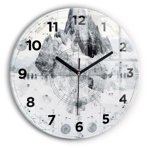 Orologio rotondo in vetro Montagne dei cartoni animati