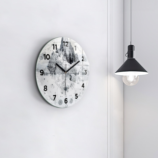 Orologio rotondo in vetro Montagne dei cartoni animati