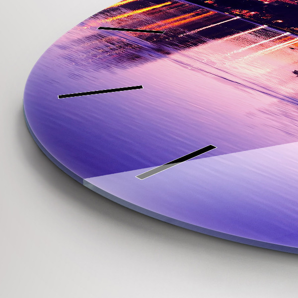 Orologio rotondo in vetro Panorama serale della città