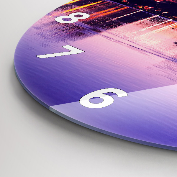 Orologio rotondo in vetro Panorama serale della città