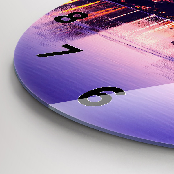 Orologio rotondo in vetro Panorama serale della città