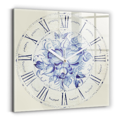 Orologio quadrato Fiori blu
