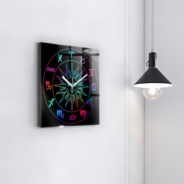 Orologio quadrato Segni zodiacali arcobaleno