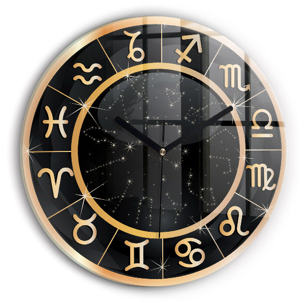 Orologio rotondo Segni zodiacali neri