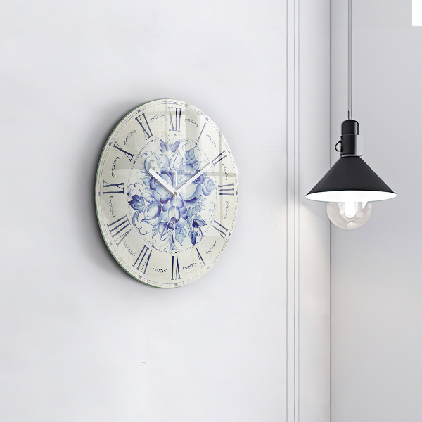 Orologio rotondo Fiori blu