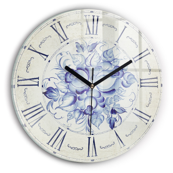 Orologio rotondo Fiori blu