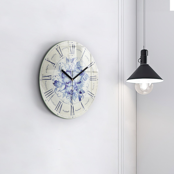 Orologio rotondo Fiori blu