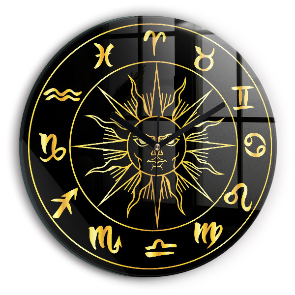 Orologio rotondo Segni zodiacali dorati