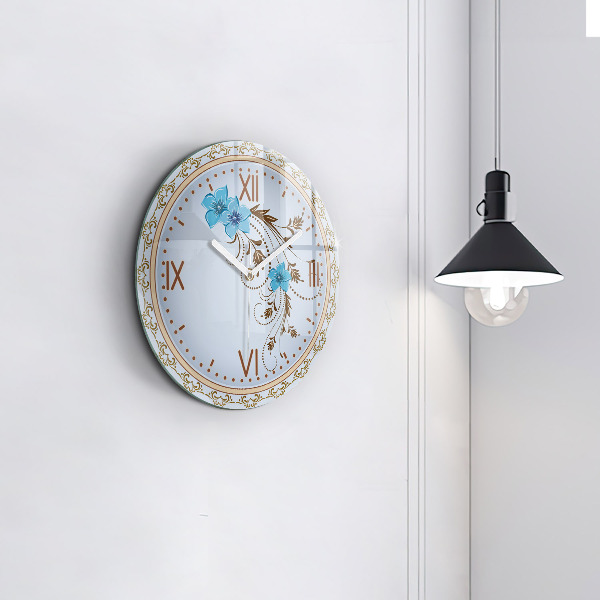 Orologio rotondo Fiori blu