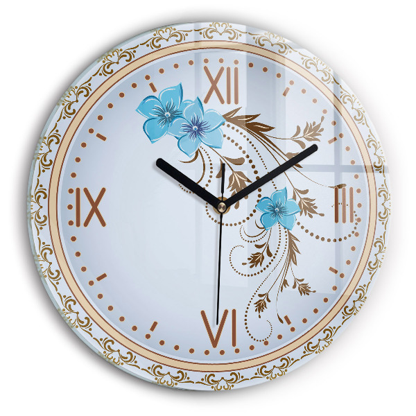 Orologio rotondo Fiori blu
