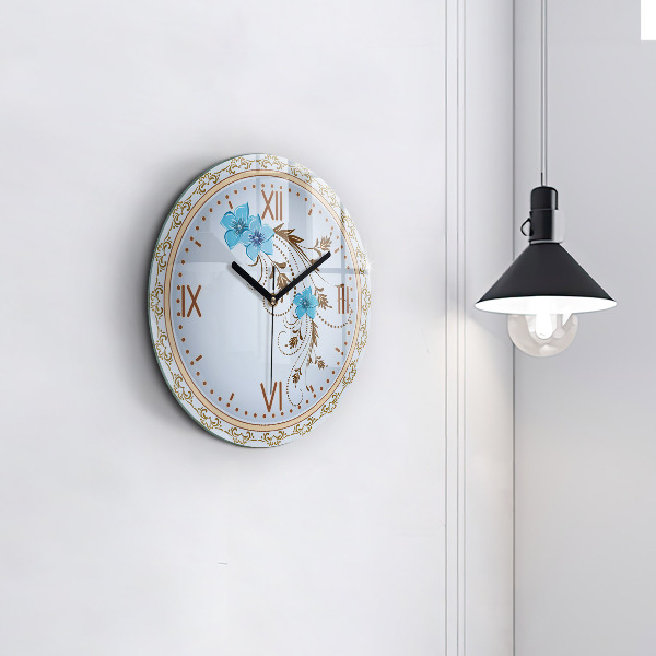 Orologio rotondo Fiori blu