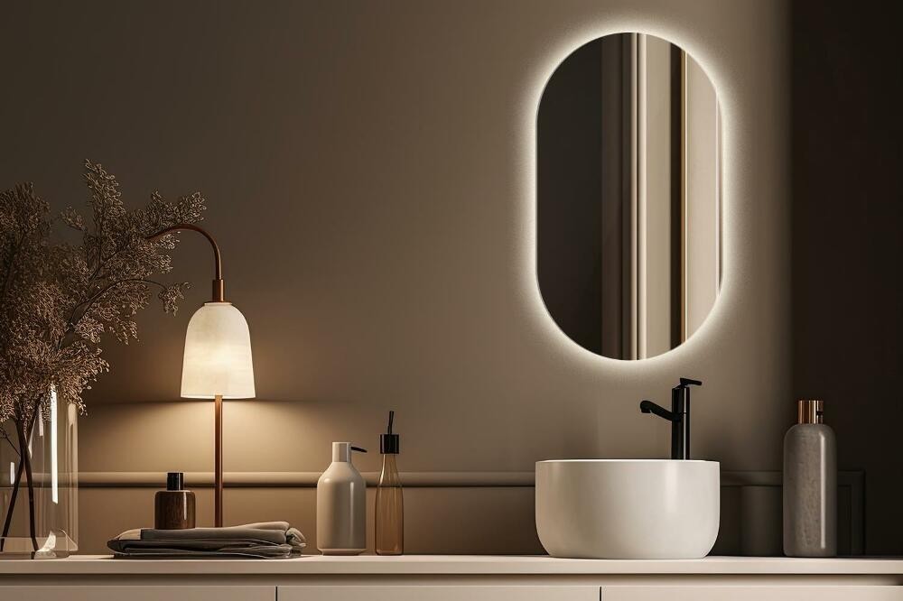 specchio ovale a led